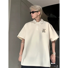抖音得物供货现货网眼透气翻领T恤美式宽松潮牌短袖POLO衫APL13，男装T恤，电商A443