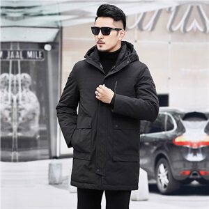 冬装潮中长款加厚修身90白鸭绒羽绒服男外套连帽羽绒 99335图片