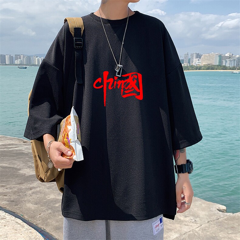 Q11199-P30春夏季七分袖t恤男大码五分袖男短袖中袖,男装T恤,电商A040