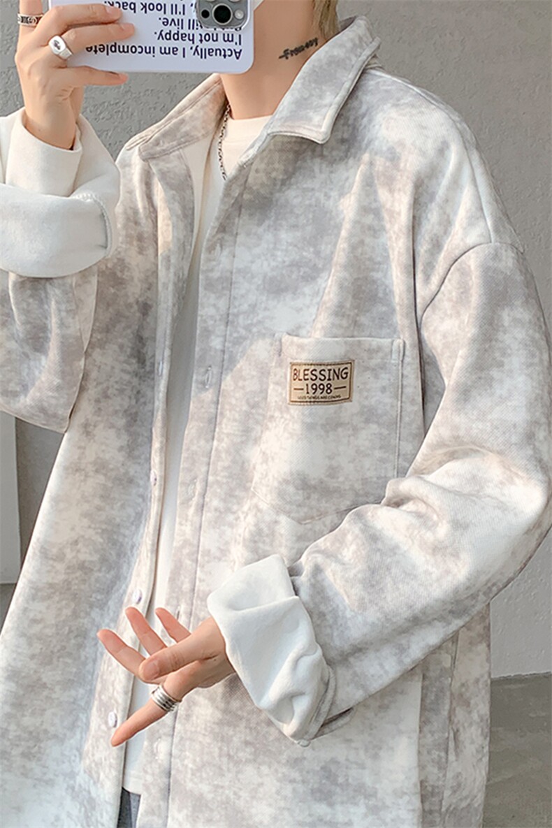 8XL-M秋冬款加绒加厚衬衫男做旧脏脏保暖外套大码衬衣CS29002P65,男装衬衫,电商B312