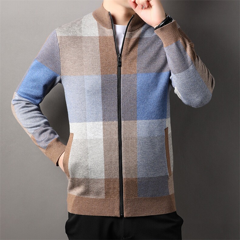 针织开衫外套男士格子外套大货主推不起球，女装短外套，钱塘207-1