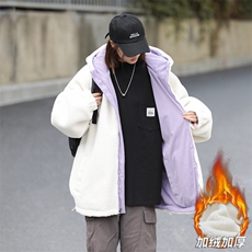 灯芯绒两面穿棉服男女羊羔毛棉衣外套冬季加厚棉袄M0811-P120，男装棉衣，星座308B-2