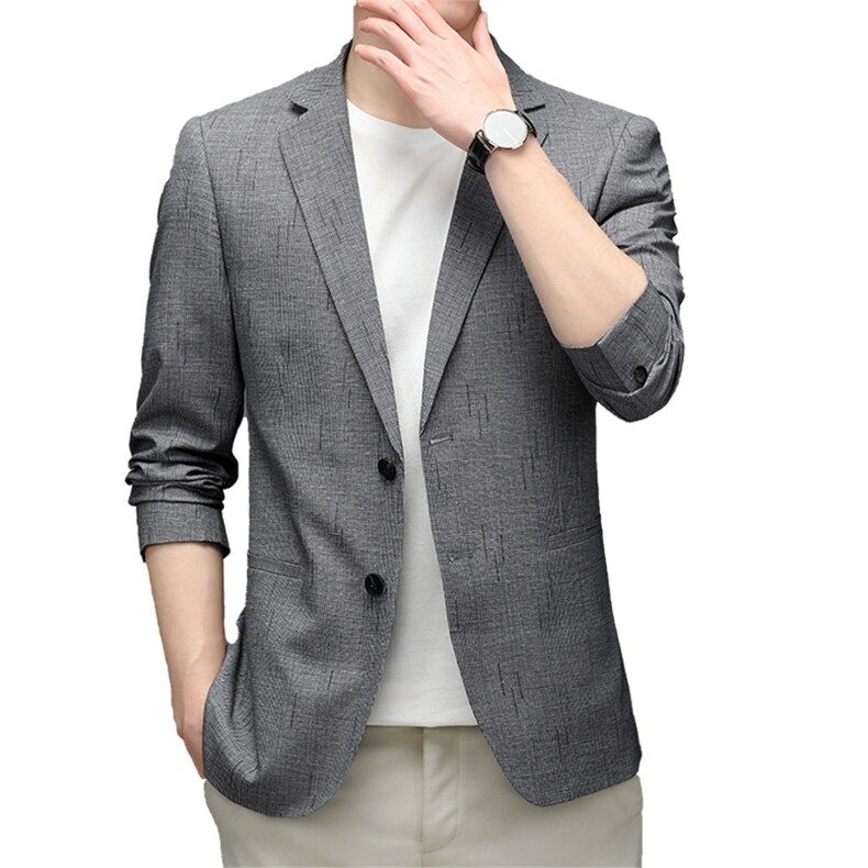 平驳领西服男春秋季新款薄款小西装中年男士商务休闲精致外套,男装西服,电商B212（原钱塘6029）