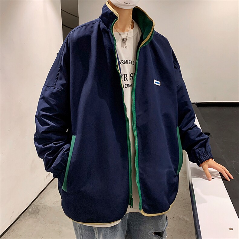 两面穿夹克日系复古拼色棒球服2023秋季新款工装外套W1154-P62,男装夹克,星座512-2