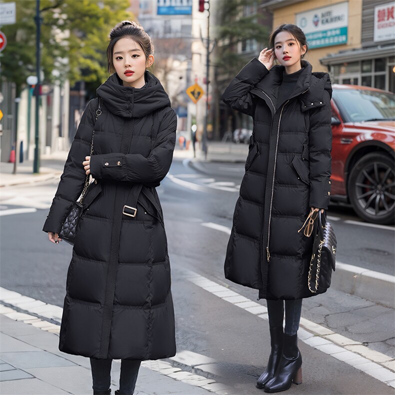 《现货》新款长款过膝韩版修身收腰时尚加厚羽绒服白鸭绒,女装羽绒服,难舍钰依