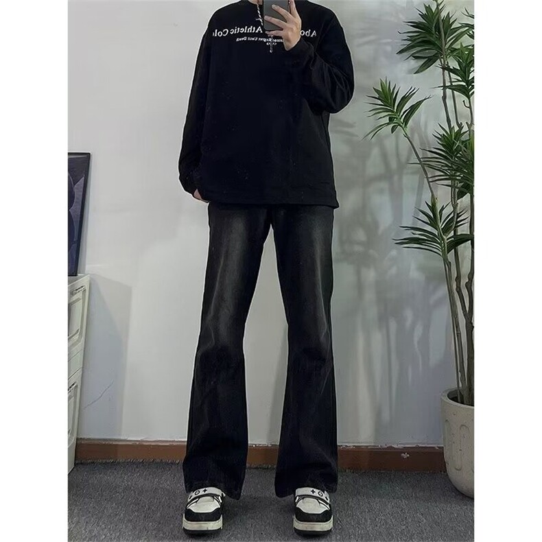 WASSUPHAPPY渐变微喇牛仔裤男款春秋季夏款潮牌宽松vibe休闲裤子,男装牛仔裤,星座1116A（原606A-3）