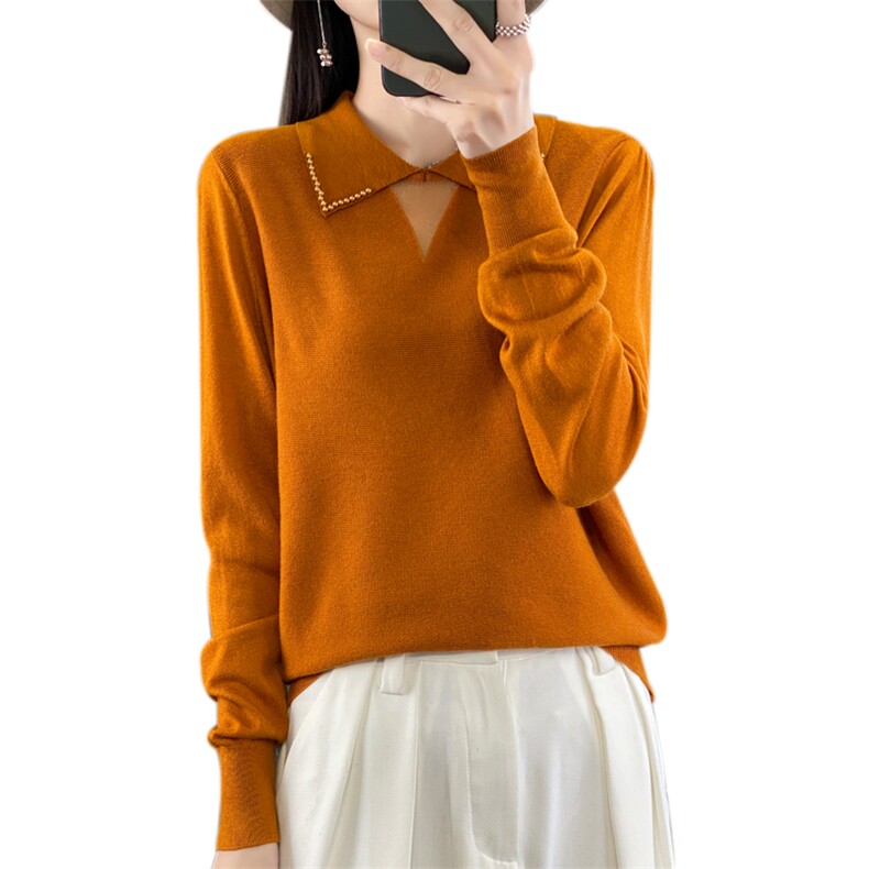 时尚百搭女士羊毛衫简约优雅修身显瘦长袖针织衫,女装羊毛衫,宛庄羊绒