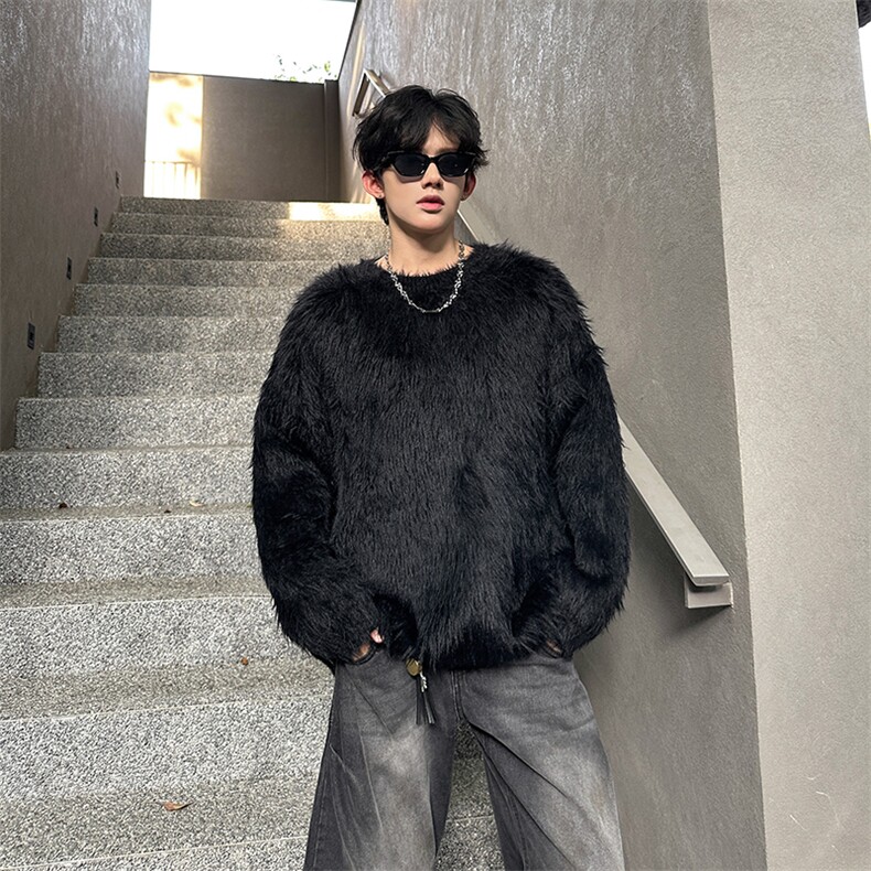 秋冬新款男士针织衫圆领男士马海毛毛衣男A071-6608-P55,男装针织衫/毛衣,电商A071