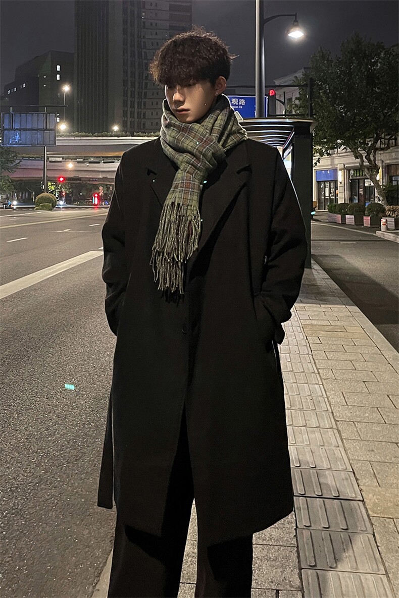 重磅毛呢大衣男秋冬时尚宽松风衣中长款外套MN9568/P100加棉P110,男装风衣,电商B316