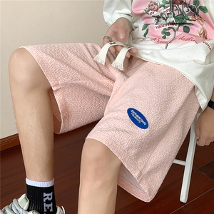 港风冰丝特色面料短裤男士中裤男休闲潮流五分裤DK8775P40控59图片