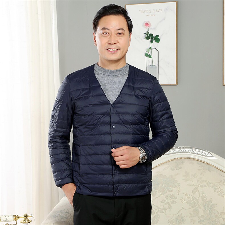 男中老年90绒轻薄连帽羽绒服外套秋冬休闲羽绒轻便外套,男装羽绒服,钱塘723