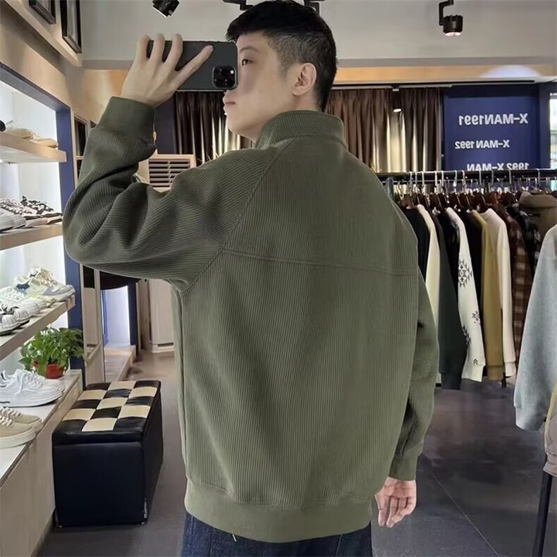 百搭半拉链立领卫衣男秋新款重磅纯色肌理宽松内搭上衣WY160P36,男装卫衣,星座1013-5