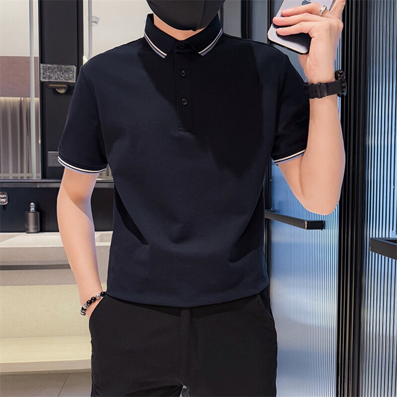 2025夏季高品质海澜宽撞色领短袖T恤翻领Polo衫2238-特P45,男装T恤,电商D342
