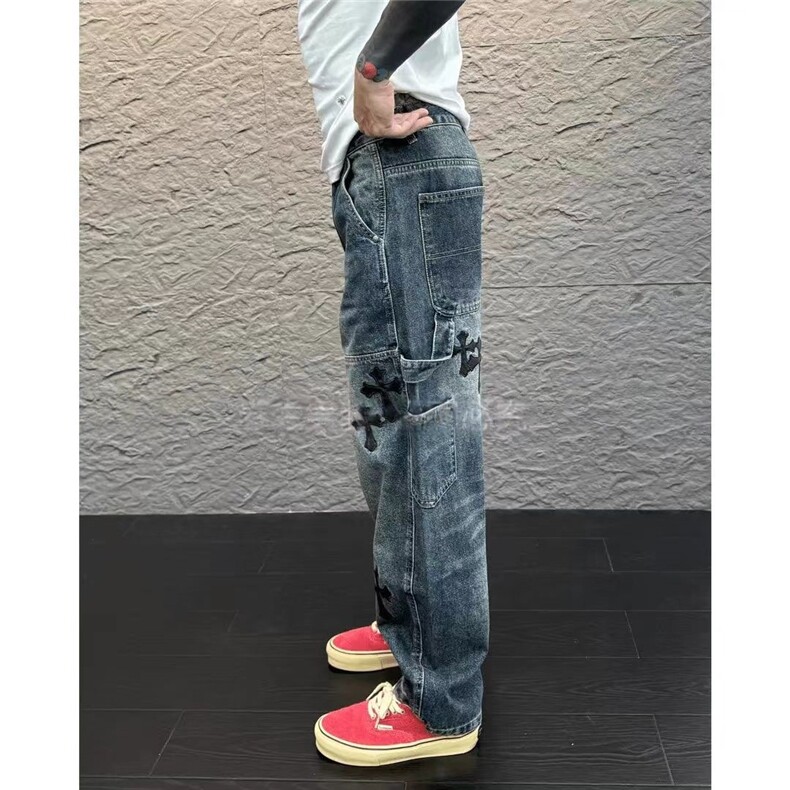 1506-1/KT3371/P56潮牌个性十字架拼皮显瘦牛仔裤时尚新款男生,男装牛仔裤,星座1506-1