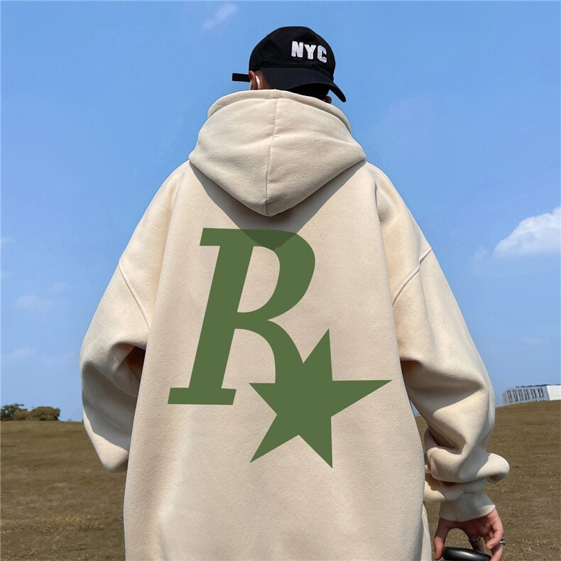 ！ 秋季重磅宽松大码港风R星印花连帽卫衣LW134-特p35图片