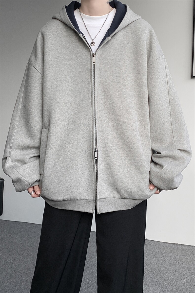 8XL-M500克潮牌百搭卫衣男美式情侣连帽撞色休闲廓形外套WY33P68,女装短外套,电商D206-1