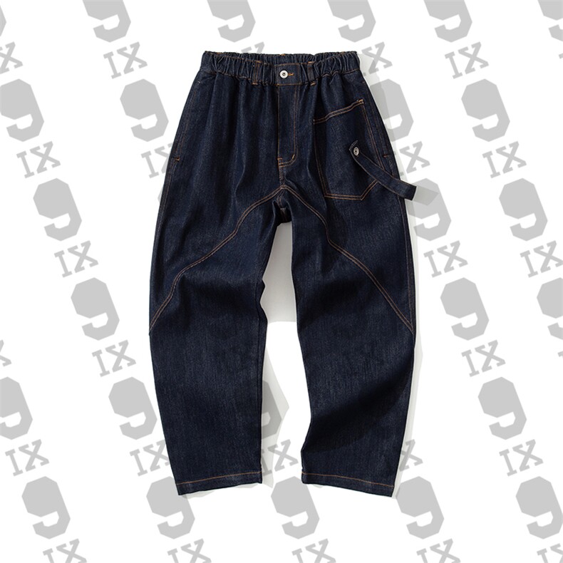 IX男装/24AM日系复古做旧工装原色牛仔宽松锥形水洗牛仔裤PB-555，男装牛仔裤，电商基地S007