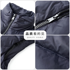 2025新款冬季男士立领短款90%白鸭绒羽绒服马甲加厚羽绒服外套，男装羽绒服，钱塘723