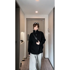 重磅秋冬北极绒双拉链毛衣开衫美式复古休闲慵懒风宽松针织衫外套，男装针织衫/毛衣，电商A486-1