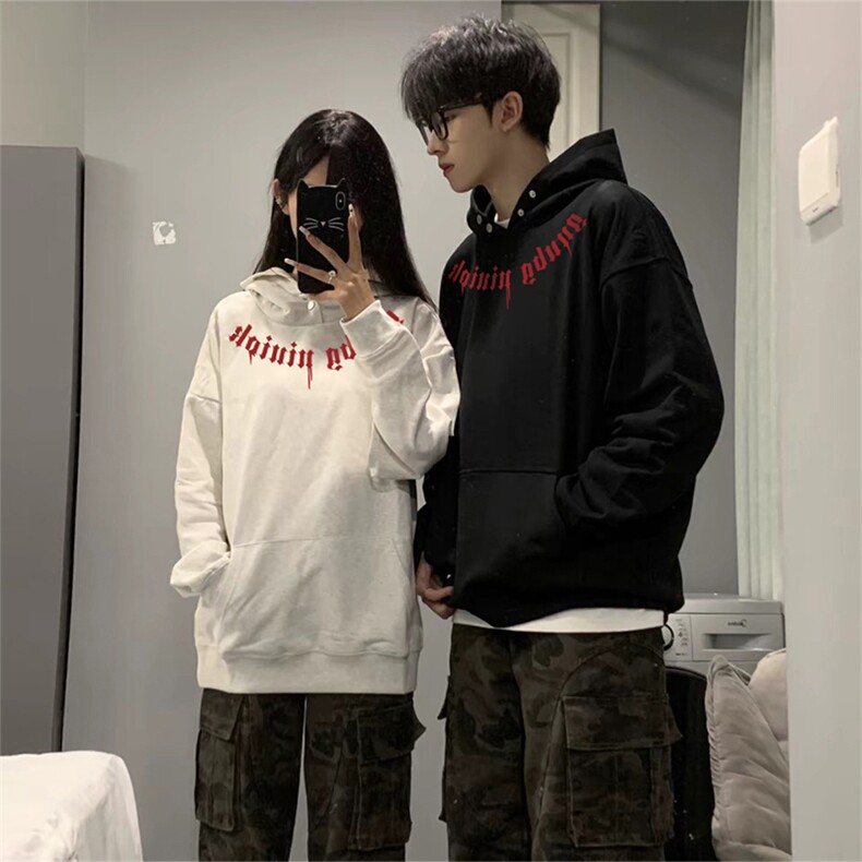 抖音得物品质380克全棉美式宽松两粒扣印花连帽卫衣ACM2203,男装卫衣,电商A443