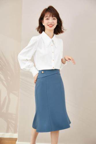 2021秋季新品韩版减龄翻领衬衫，女装衬衫，秋子丰色(3F)