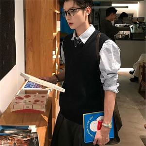 【高质量现货特批35 】韩版V领百搭针织马甲610A-M3802，男装背心/马甲，星座610A