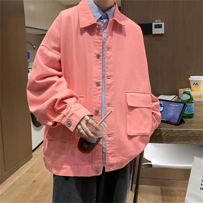 JK6089/P68秋装新款港风工装立体大口袋水洗夹克男女大码上衣,男装夹克,电商A141
