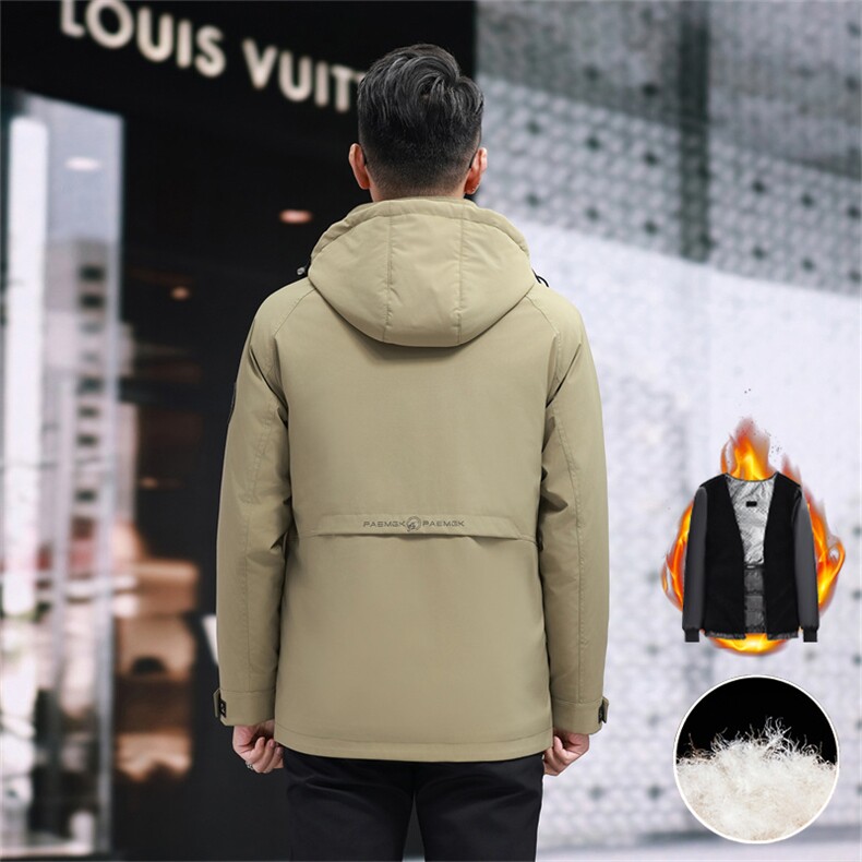 户外中年羊毛羽绒内胆派克服大衣男士拆卸羊毛羽绒内胆派克服外套,男装羽绒服,钱塘723