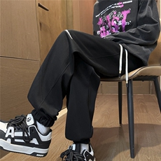 2025秋冬装华棉刺绣休闲裤宽松卫裤潮男K8766/特P35黑色2，男装休闲裤，电商A094