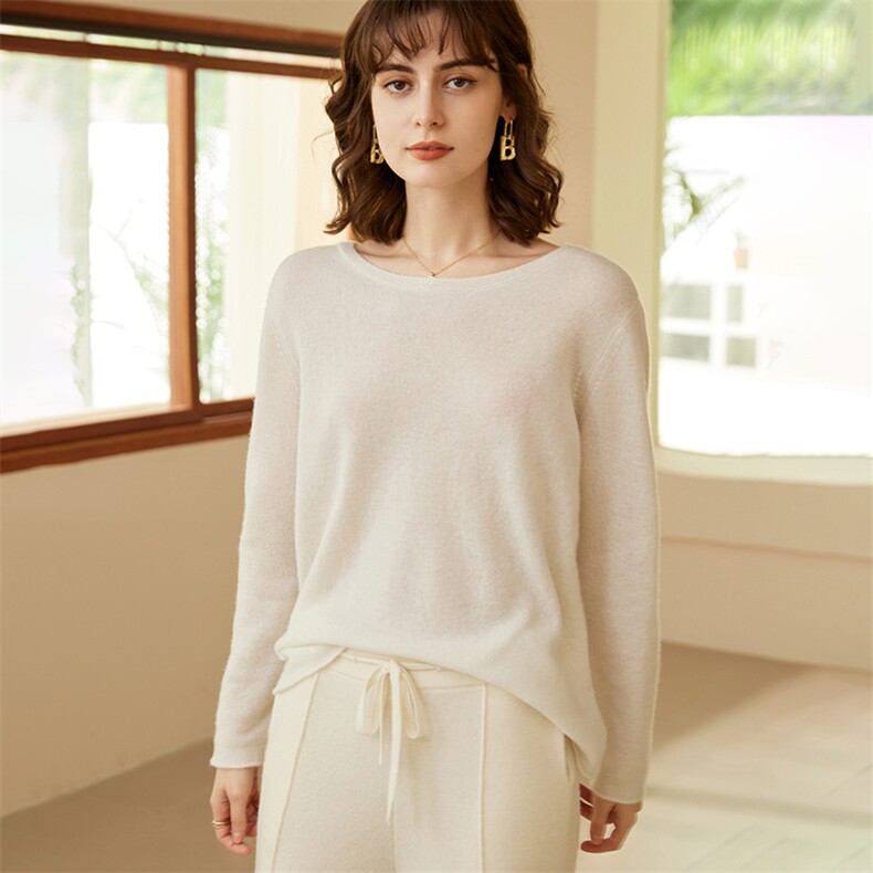 2025春秋新款羊绒衫女100山羊绒加厚套头打底衫纯色长袖针织套衫图片