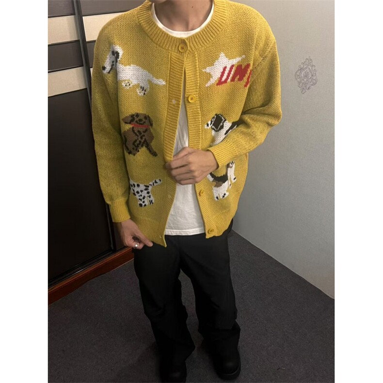 美式复古小狗毛衣开衫针织衫JY122P68,男装针织衫/毛衣,星座1116-2