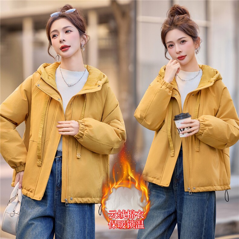 2025年冬季时尚休闲加绒加厚连帽棉衣，女装棉衣/棉服，依恋蒂丝