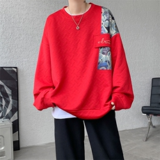 现货WY10067-P45加绒P55新增加绒款款式百搭圆领小熊拼接卫衣，男装卫衣，电商A059