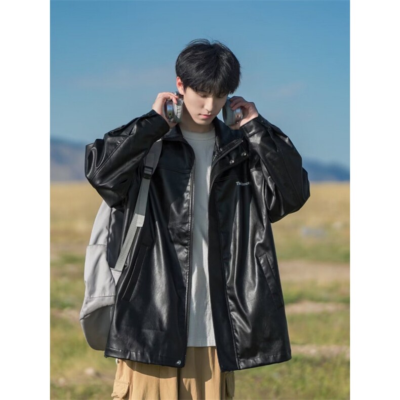 04港风简约户外秀牧亦扬防风登山服夹克PU皮外套-PY066,男装夹克,星座1002-2