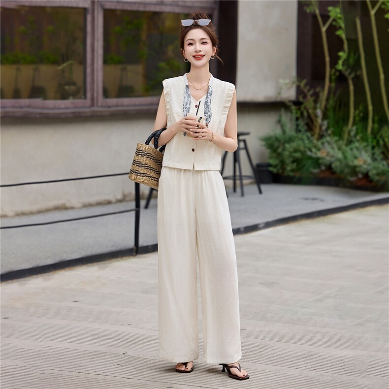 好看的夏装套装女2026新款洋气减龄时尚休闲阔腿裙裤两件套,女装套装/套裙,贵人树