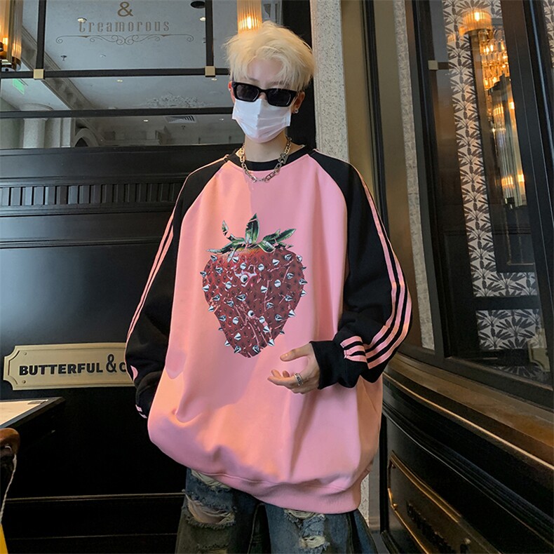 抖音得物供货提供视频秋冬重磅美式宽松织带圆领卫衣0732,男装卫衣,电商A486