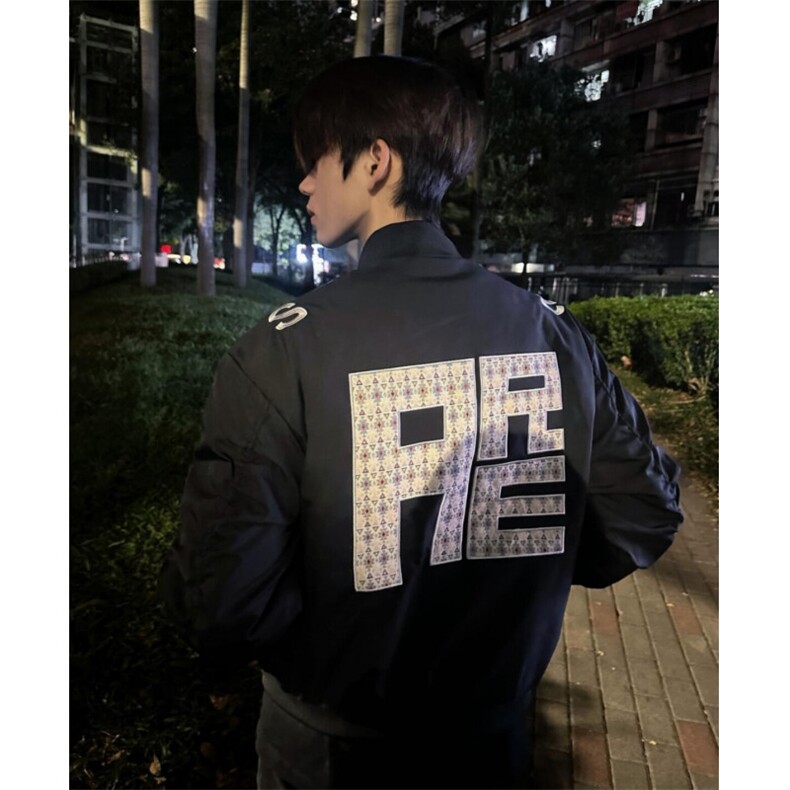 棒球服夹克男女韩版潮流字母刺绣宽松2025春季ins外套W6506-P63,男装夹克,星座412-1