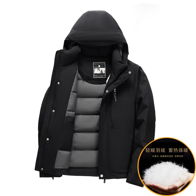 主推户外连帽羽绒服男士冬季加厚运动休闲时尚宽松羽绒服外套,男装羽绒服,钱塘723
