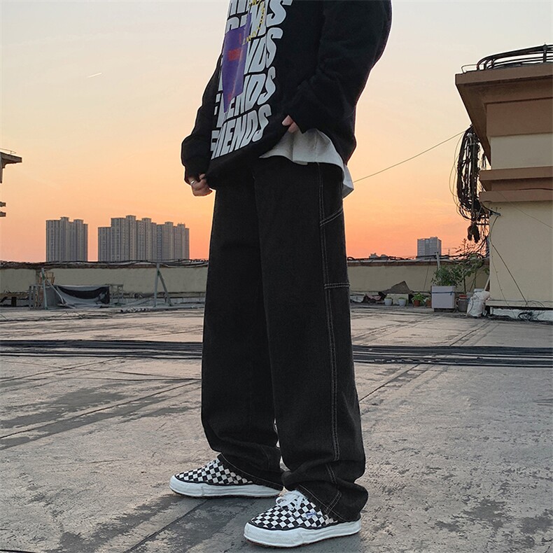 港风牛仔裤男韩版宽松直筒拖地长裤子N418P38,男装牛仔裤,星座1116-2