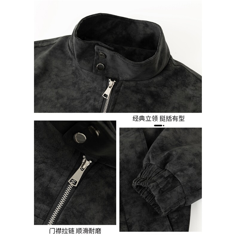 春季抖音得物品质扎染PU皮衣立领雾面皮夹克外套男6153-TP43,男装夹克,星座207