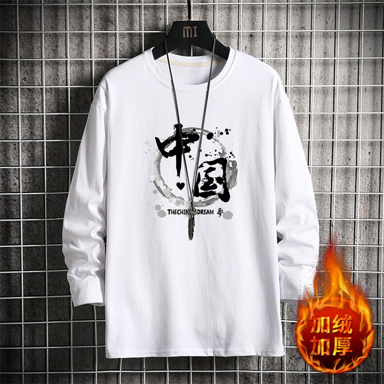TX3134-P28 加绒-P35 纯长袖t恤男大码圆领打底衫体恤上衣服图片