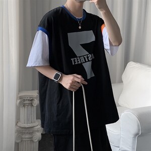 背心 短句夏季港风百搭休闲宽松纯短袖T恤男 A300-T1023-P30图片