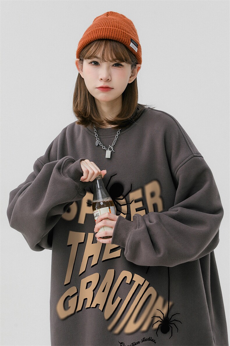 中性风23秋季时尚百搭宽松字母印花潮流卫衣W1038P30控48,男装卫衣,A247A