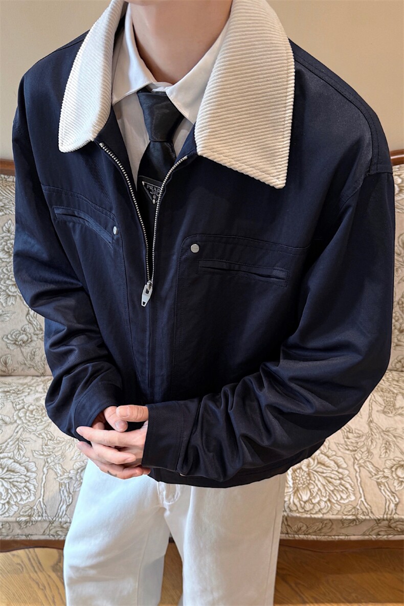 复古工装外套2025秋季男装短款翻领飞行员夹克XZ514-2-JK991-P98,男装夹克,星座514-2(原B239)
