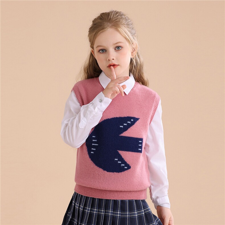 男女通用直筒型套头加厚舒适时尚百搭通勤马甲，童装马夹/背心，伊绒腾羊绒