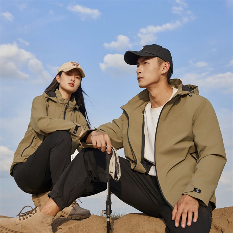 户外秋薄款冲锋衣女三合一可拆卸两件套防风防水登山服装男女同款,女装短外套,衫都服饰