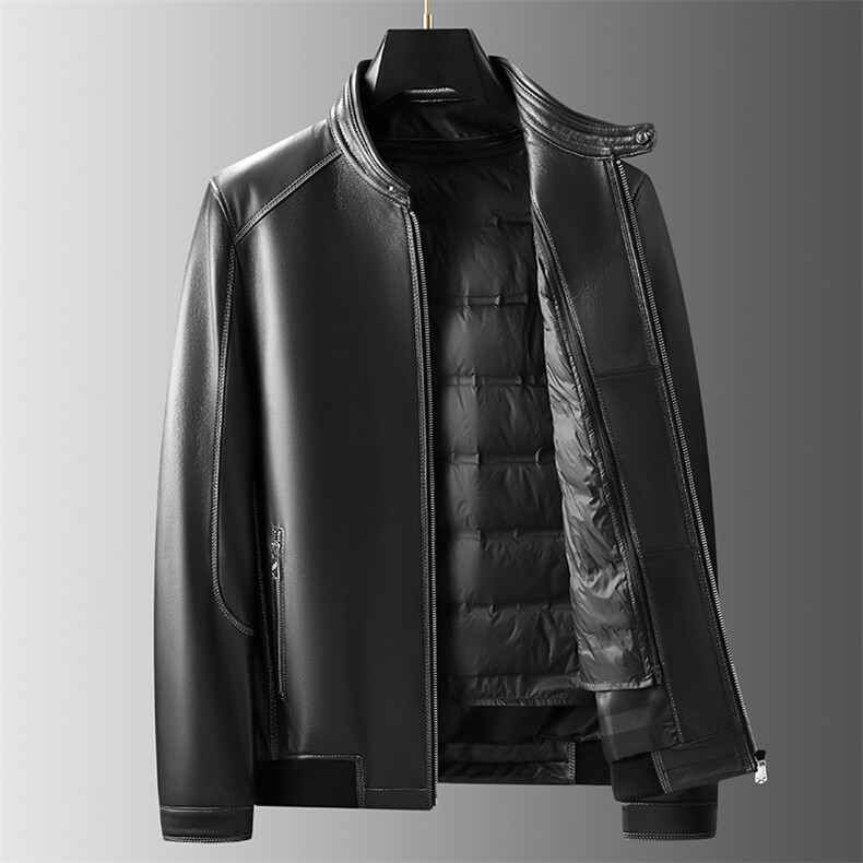88255秋冬新款男士羽绒服绵羊皮夹克可脱卸内胆一衣两穿P790图片