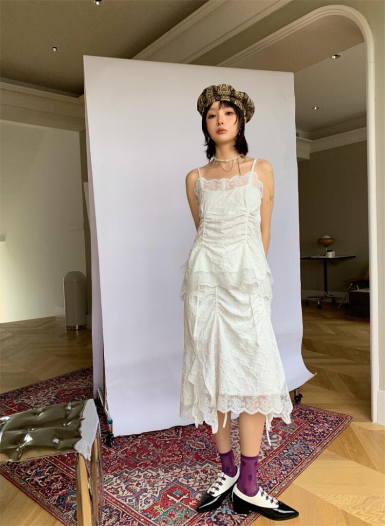 纯欲天花板蕾丝吊带套装，女装背心吊带，WAN QING万青