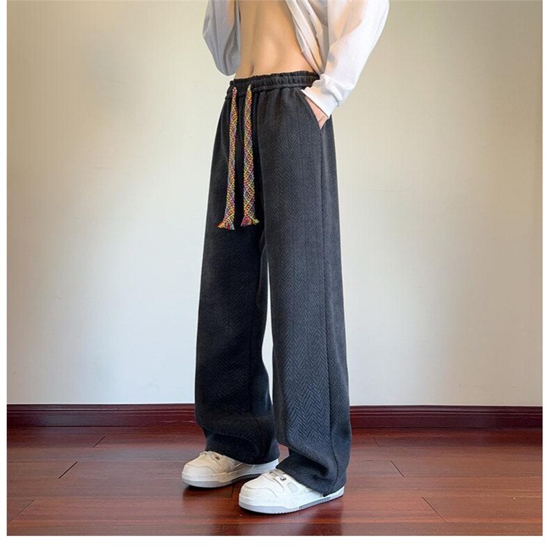 男款秋冬潮流重磅休闲卫裤男士宽松直筒阔腿裤ZCK2 P28图片