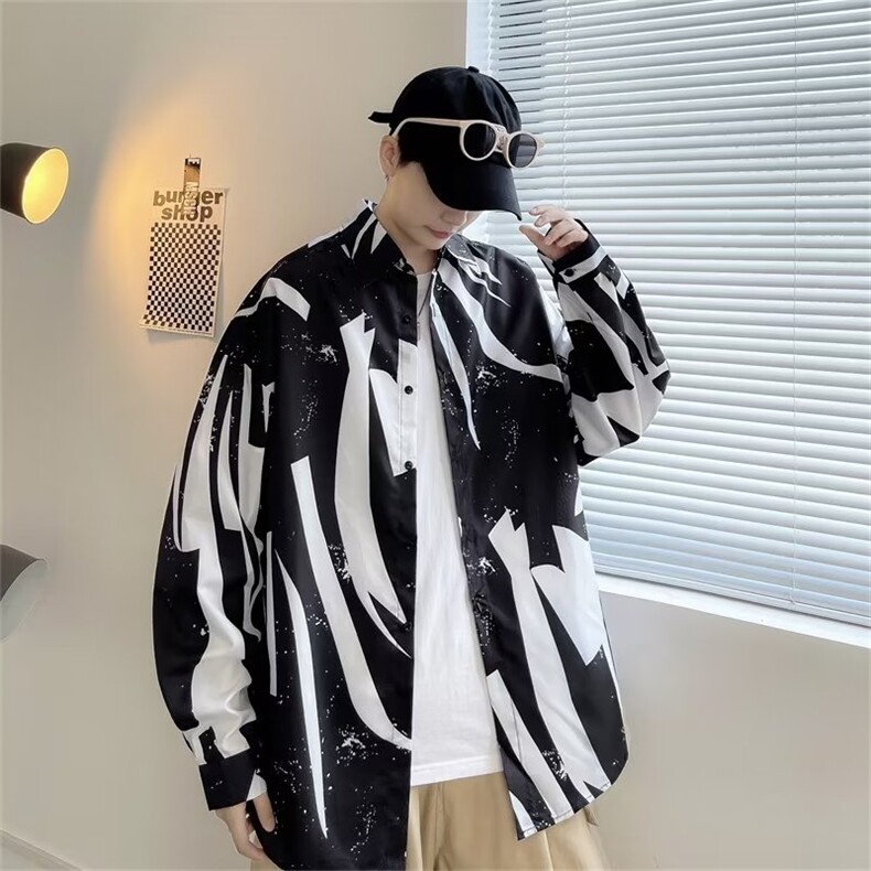 男春秋情侣宽松休闲衬衣C146P28,男装衬衫,星座1116-2